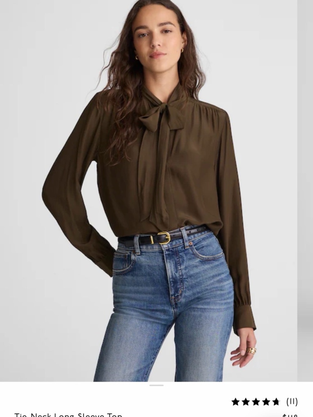 Madewell Tie-Neck Long Sleeve Top – Black – Size Large | NWT